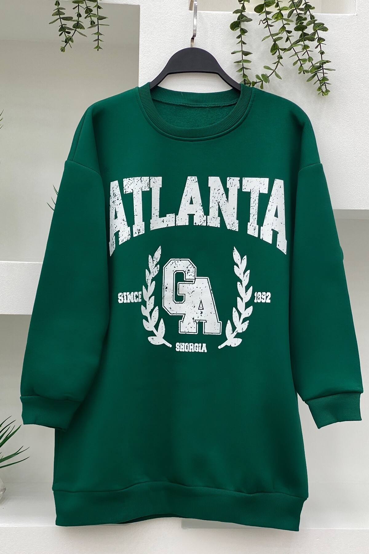 ATLANTA BASKILI SWEATSHİRT-YEŞİL