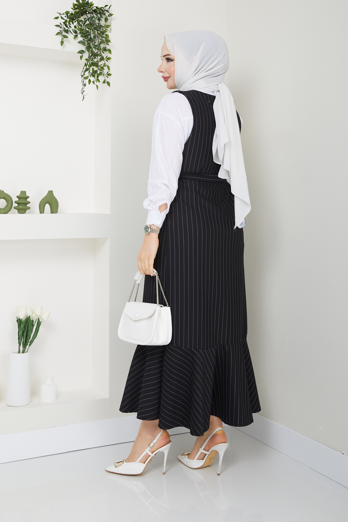 BRONŞLU ÇİZGİLİ JİLE-SİYAH