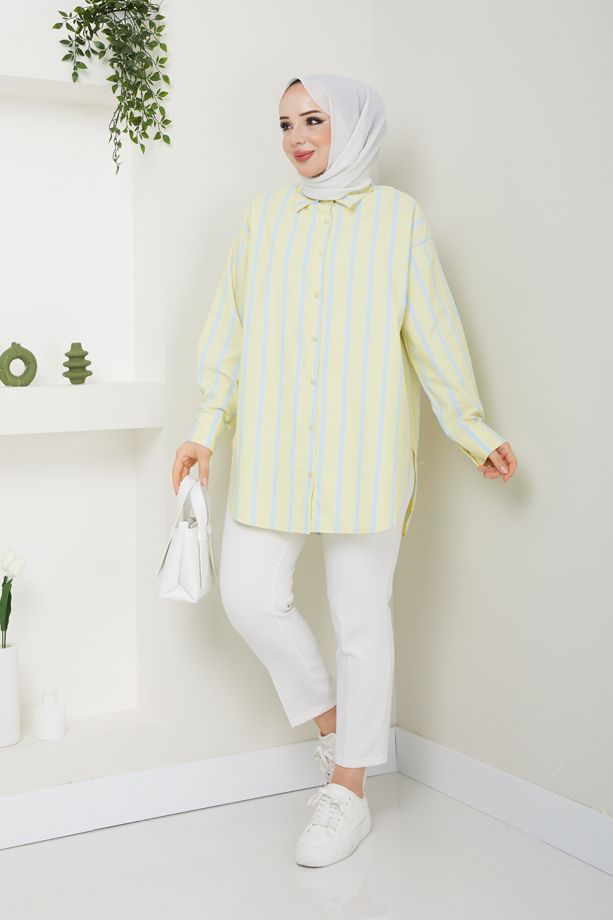 ÇİZGİLİ GÖMLEK-SARI