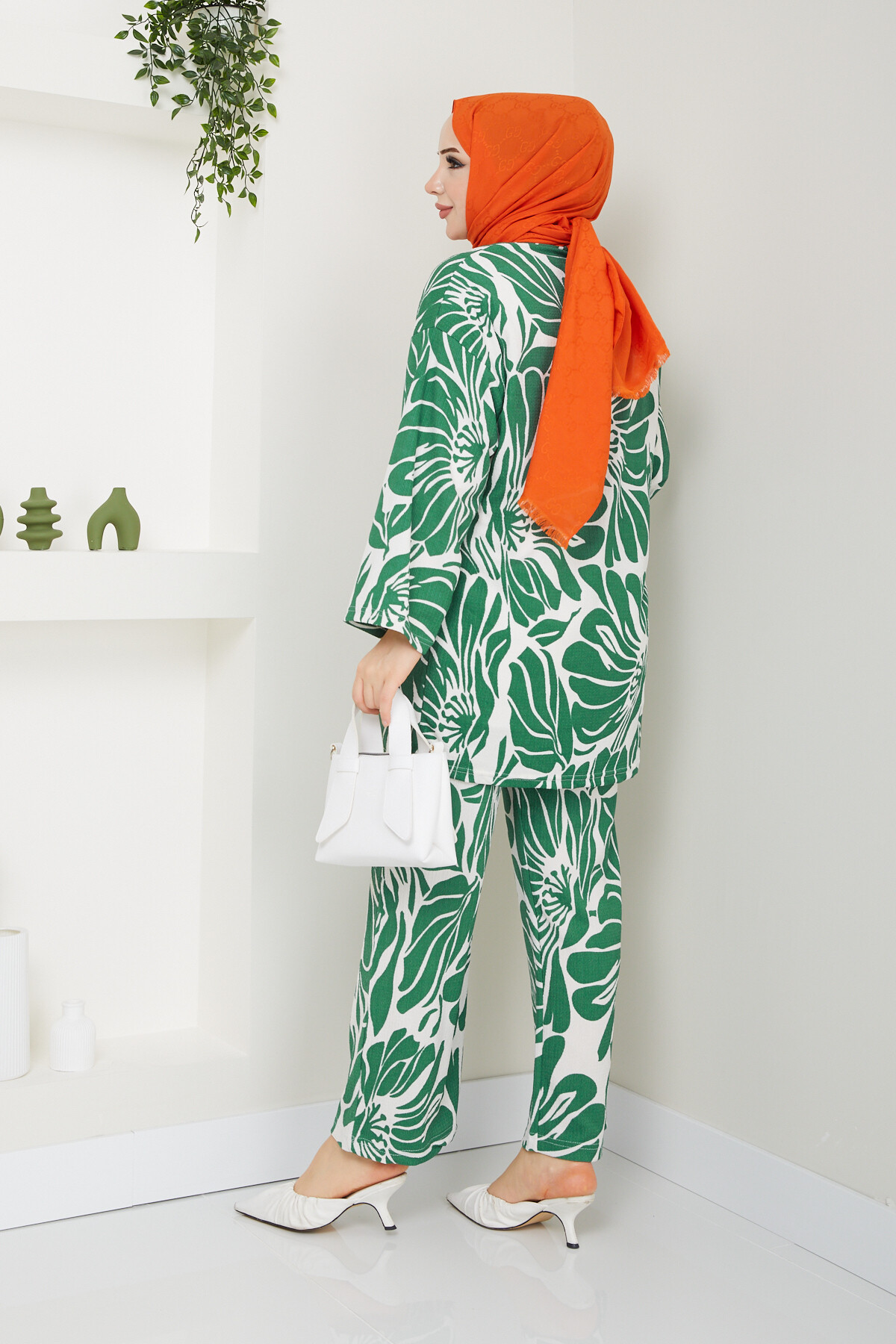 DESENLİ BÜRÜMCÜK KİMONO TAKIM-YEŞİL