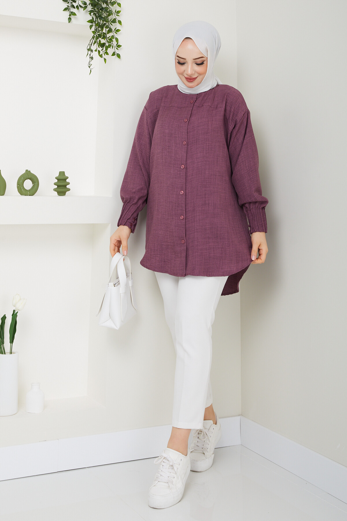 KOLLARI PENSLİ TUNİK- MÜRDÜM