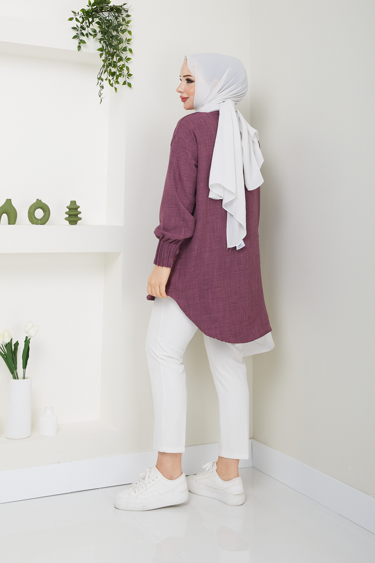 KOLLARI PENSLİ TUNİK- MÜRDÜM