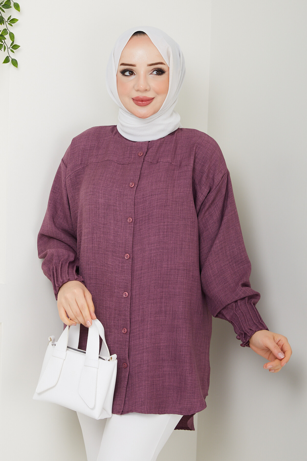 KOLLARI PENSLİ TUNİK- MÜRDÜM