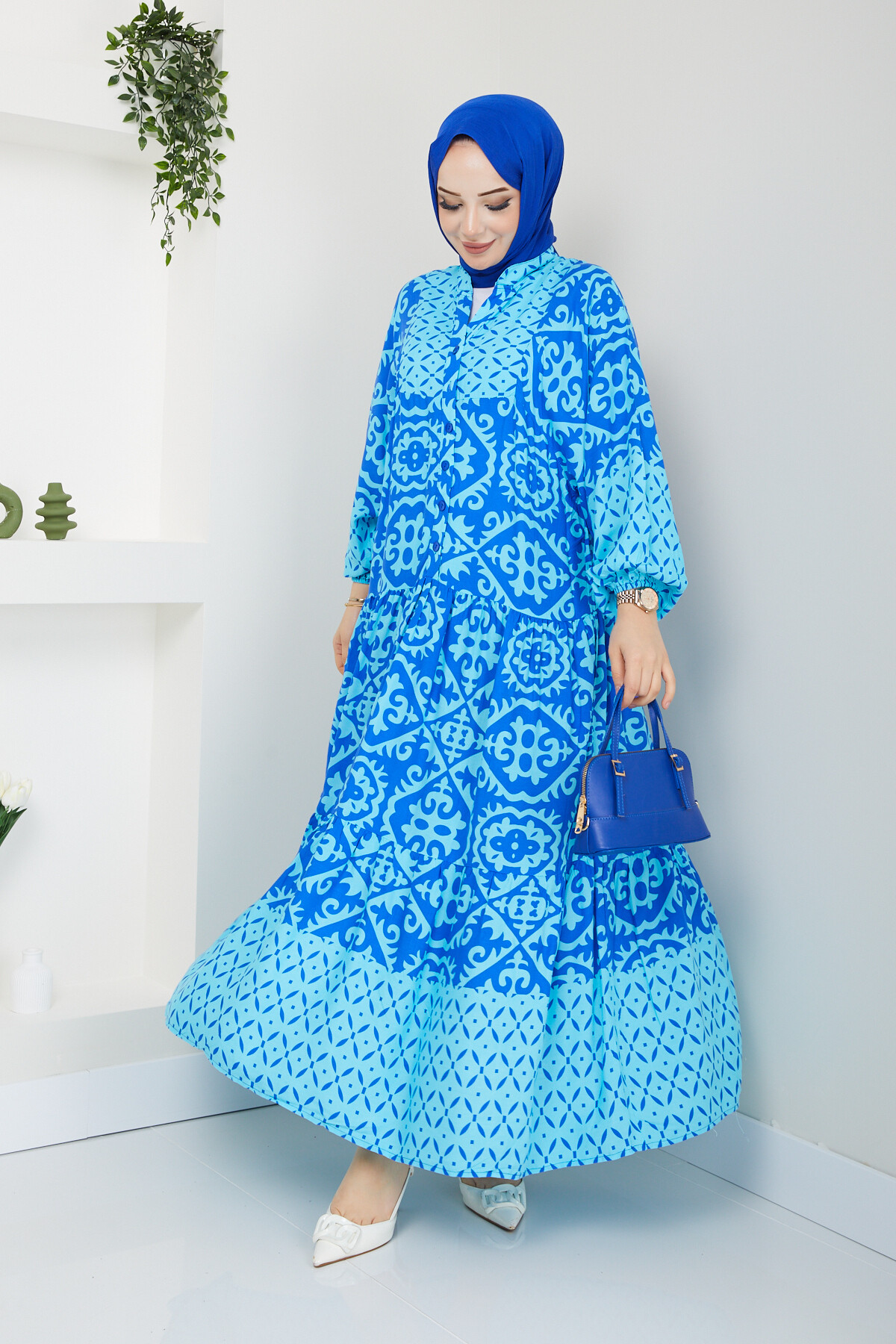 PL PATLI ELBİSE-MAVİ