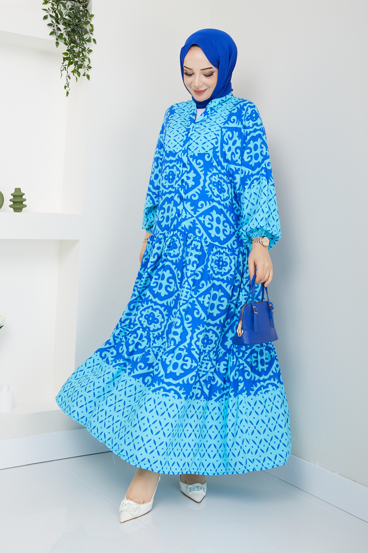 PL PATLI ELBİSE-MAVİ