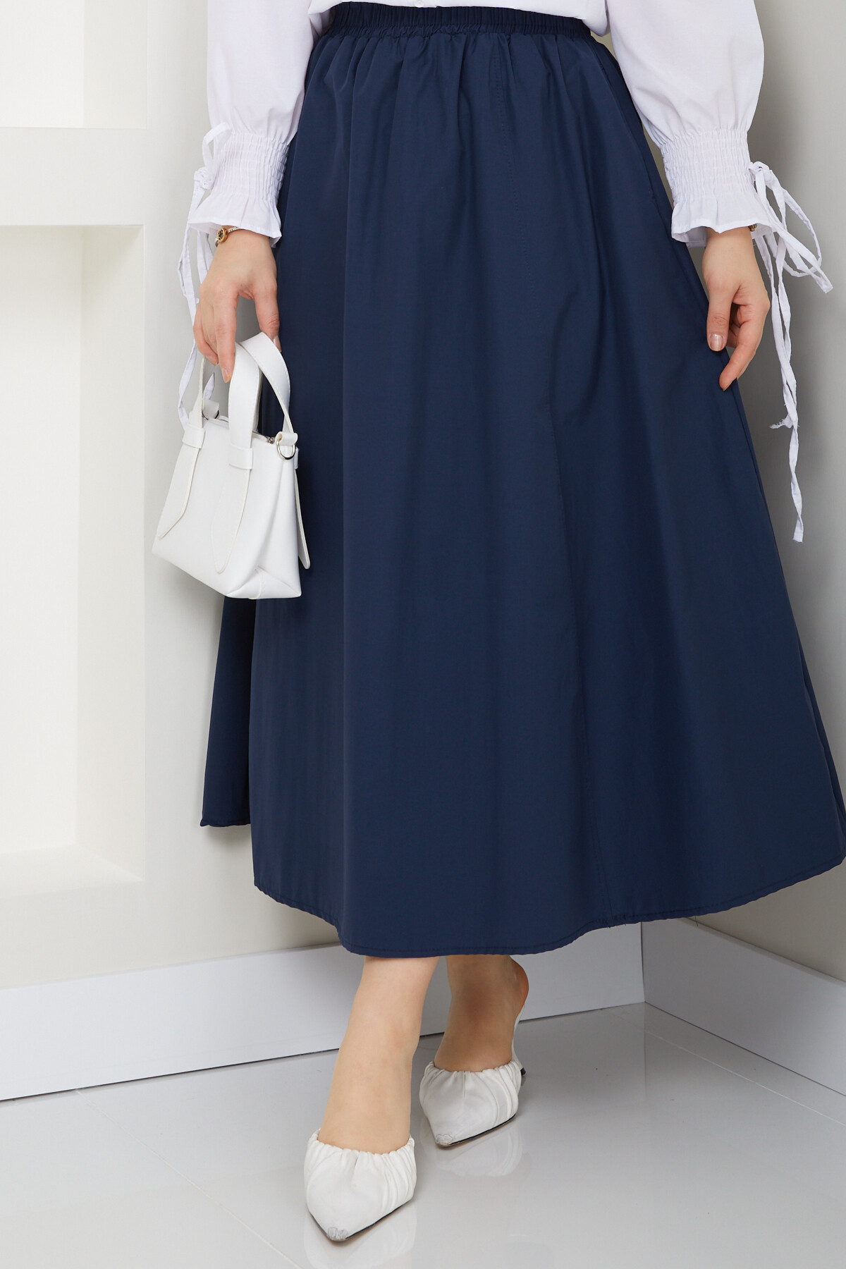 POPLİN ETEK-LACİVERT