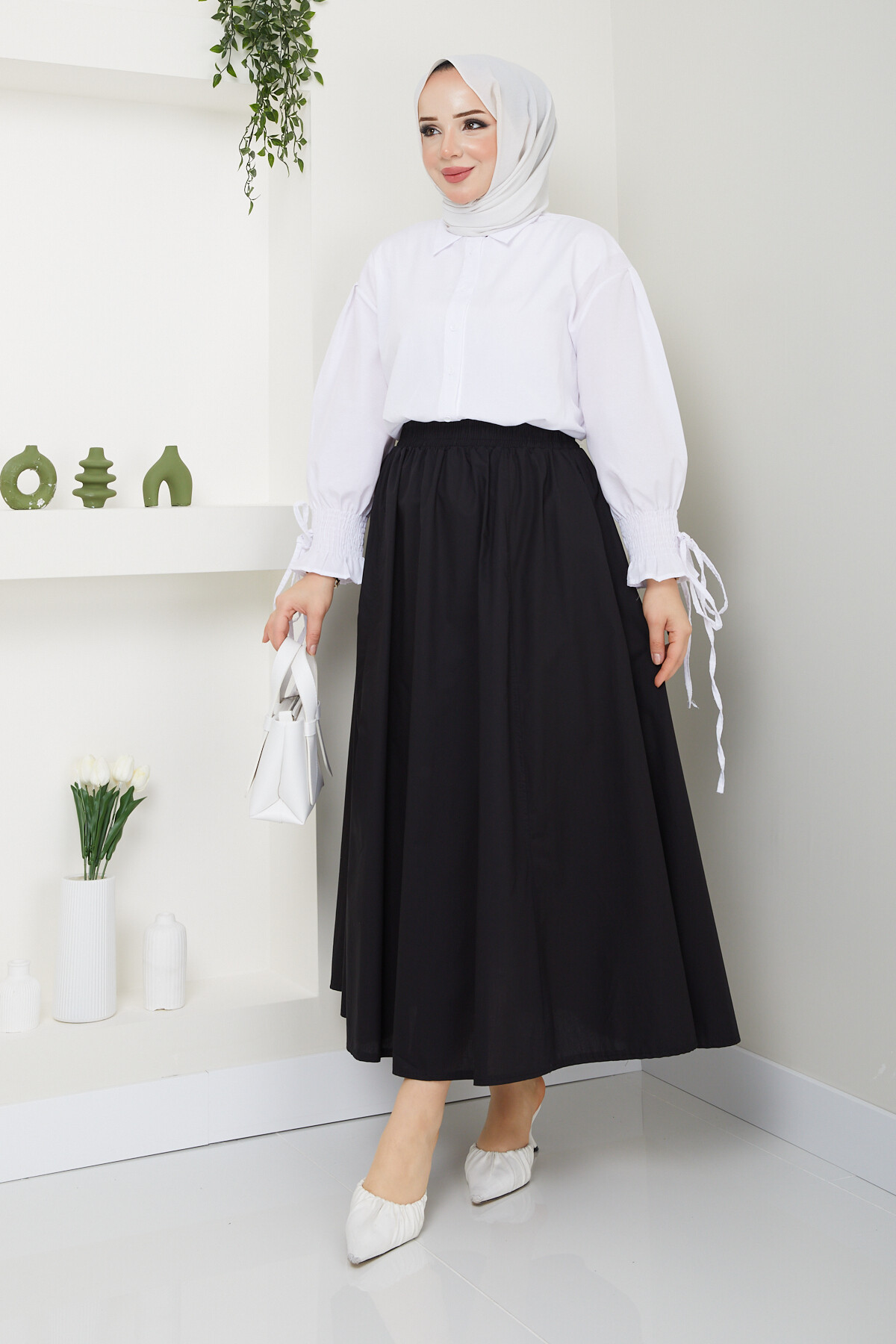 POPLİN ETEK-SİYAH