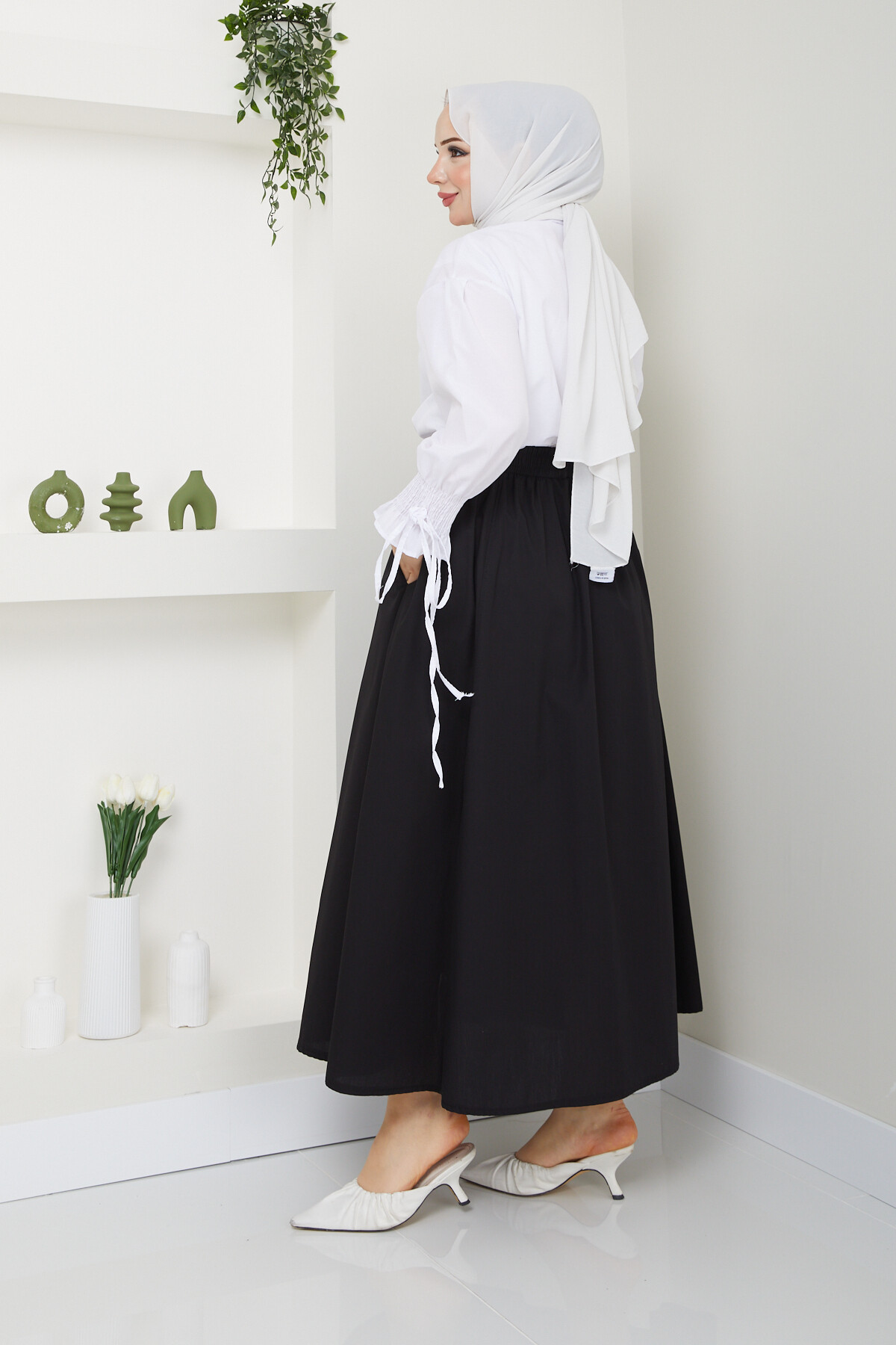 POPLİN ETEK-SİYAH