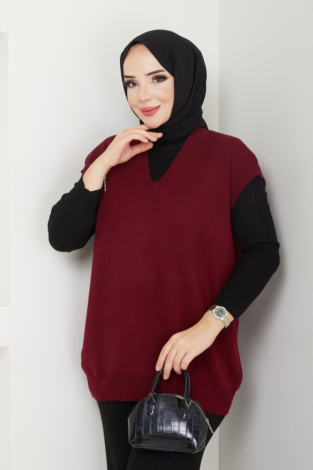 ÜÇLÜ MS SÜVETER KOMBİN-BORDO