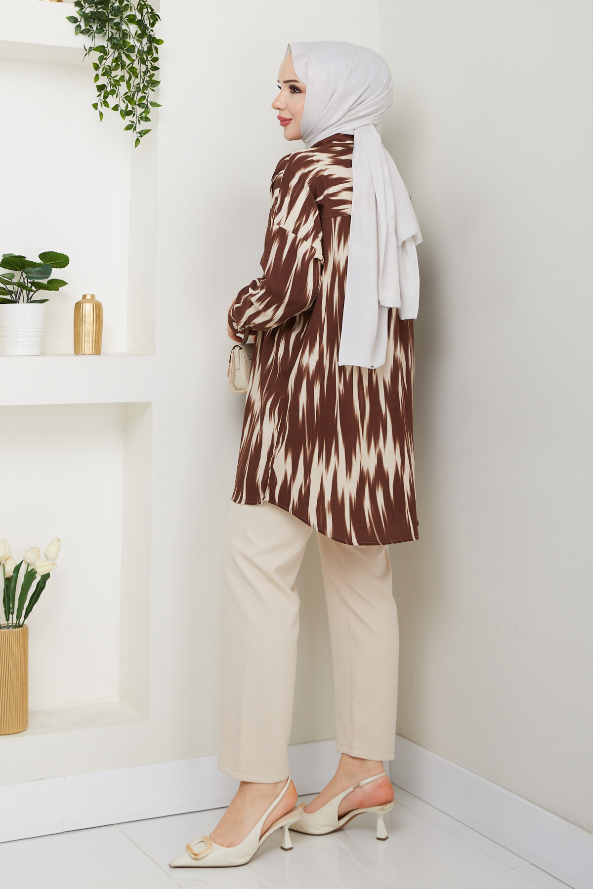 ALEV  DESEN GÖMLEK-ACI KAHVE