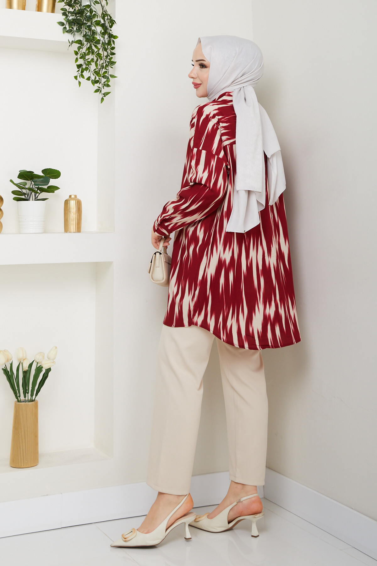 ALEV DESEN GÖMLEK-BORDO