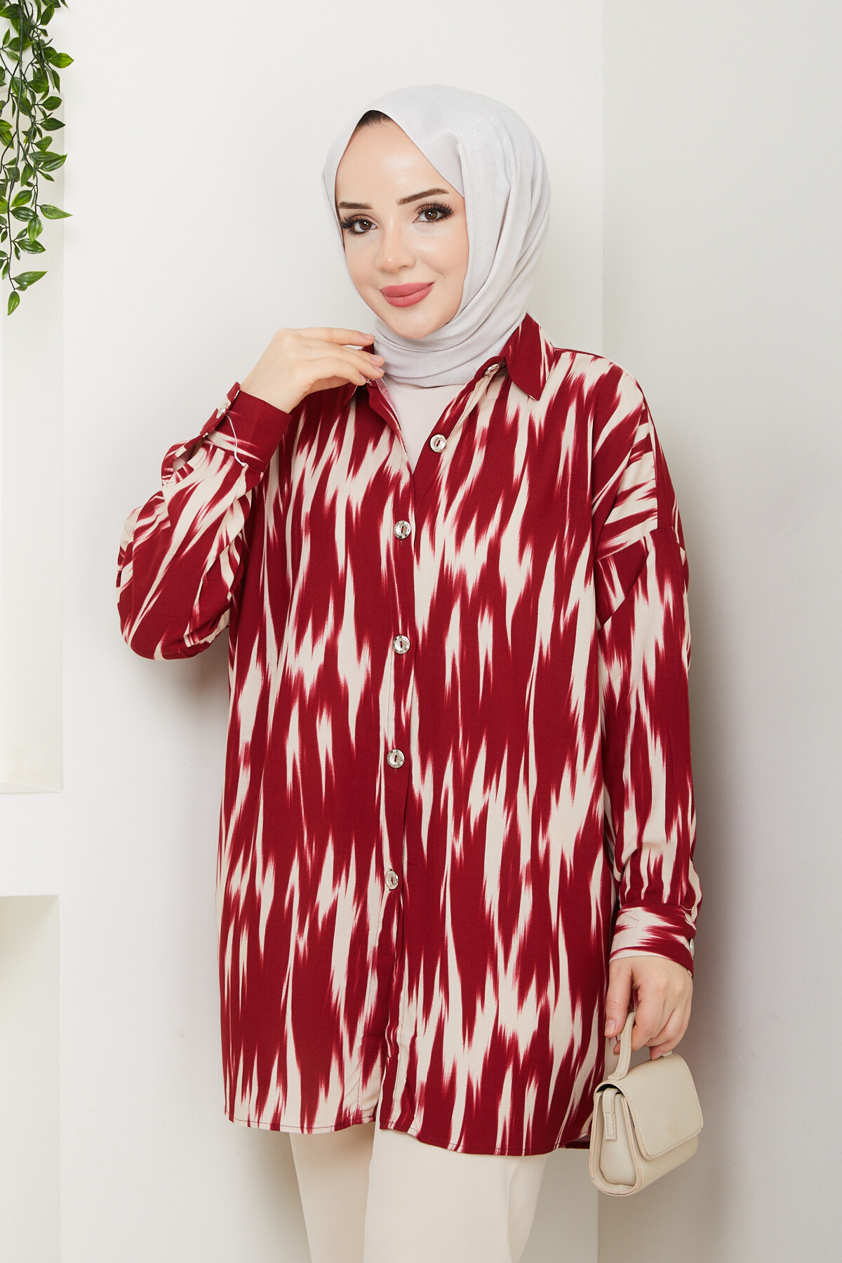 ALEV DESEN GÖMLEK-BORDO