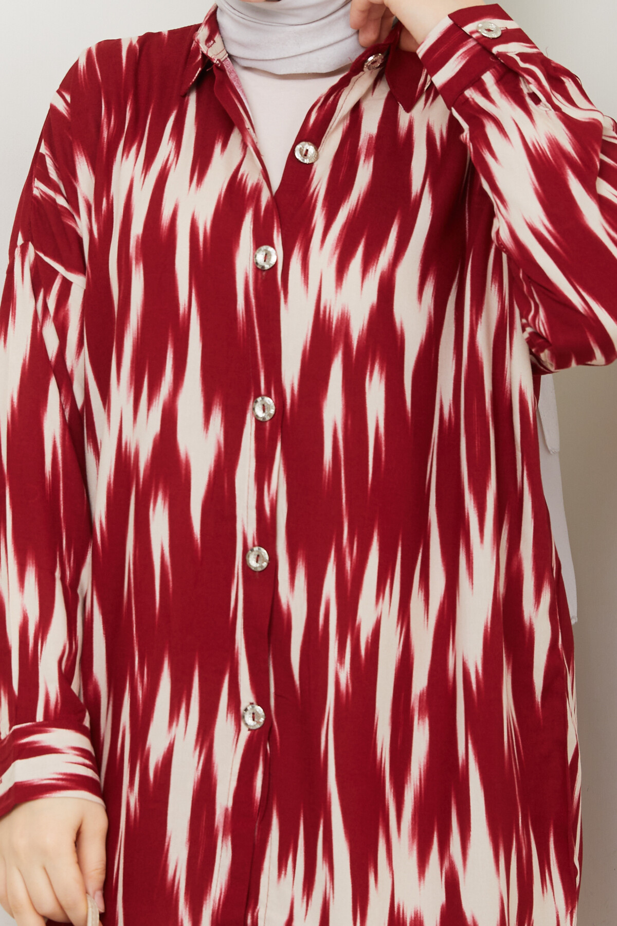 ALEV DESEN GÖMLEK-BORDO