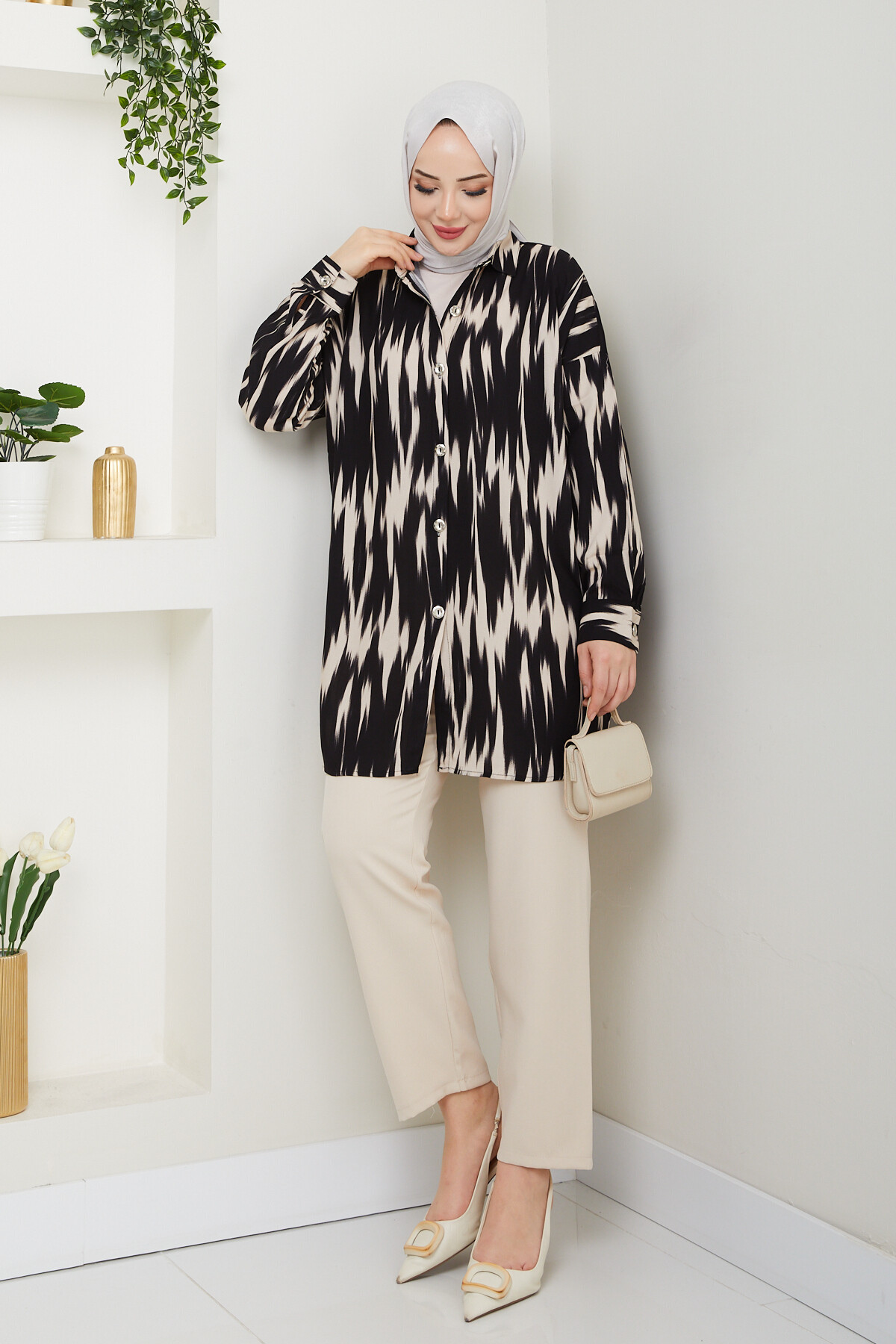 ALEV DESEN GÖMLEK-SİYAH