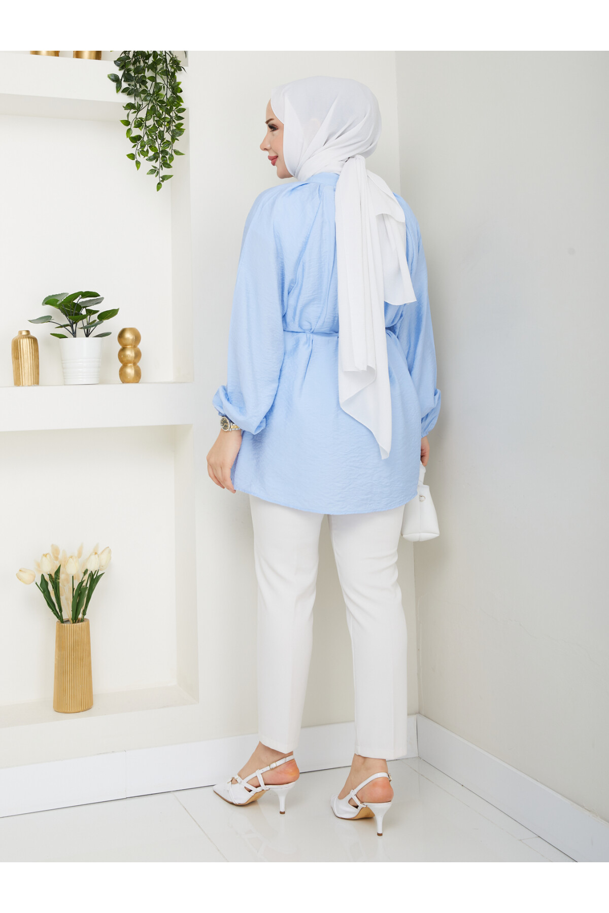 BALON KOL GOLD DÜĞME GÖMLEK-BEBE MAVİ