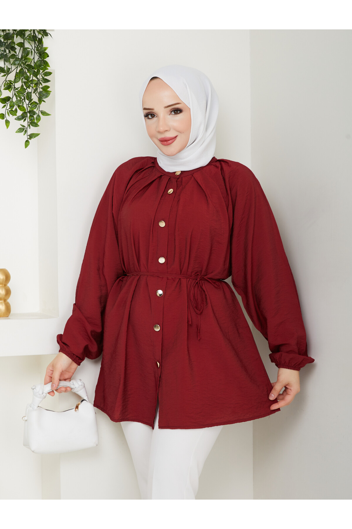 BALON KOL GOLD DÜĞME GÖMLEK-BORDO