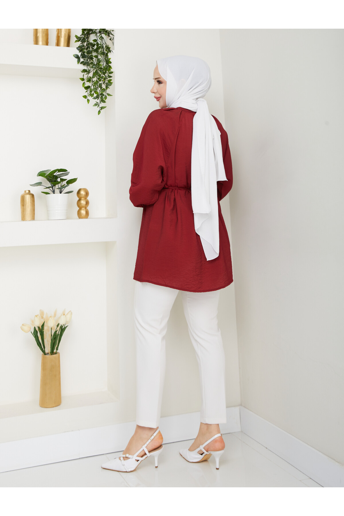 BALON KOL GOLD DÜĞME GÖMLEK-BORDO