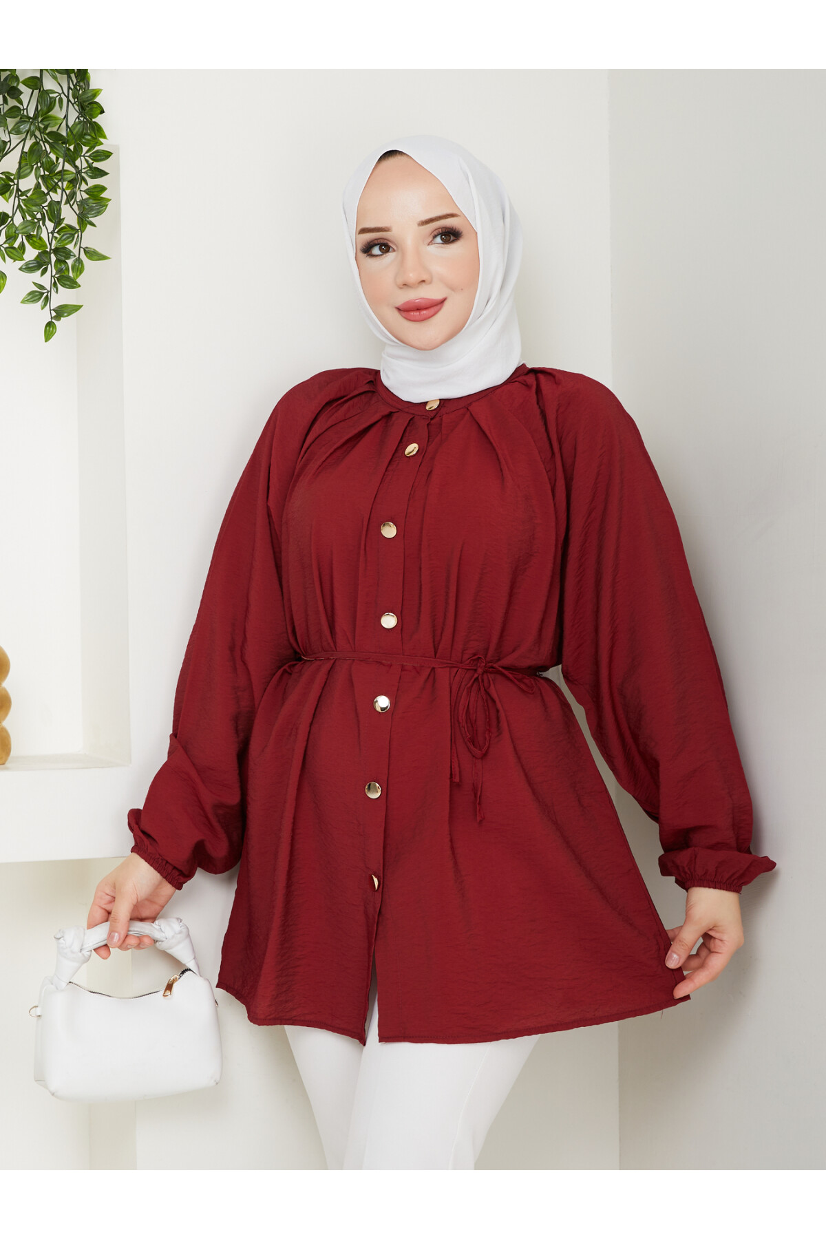 BALON KOL GOLD DÜĞME GÖMLEK-BORDO