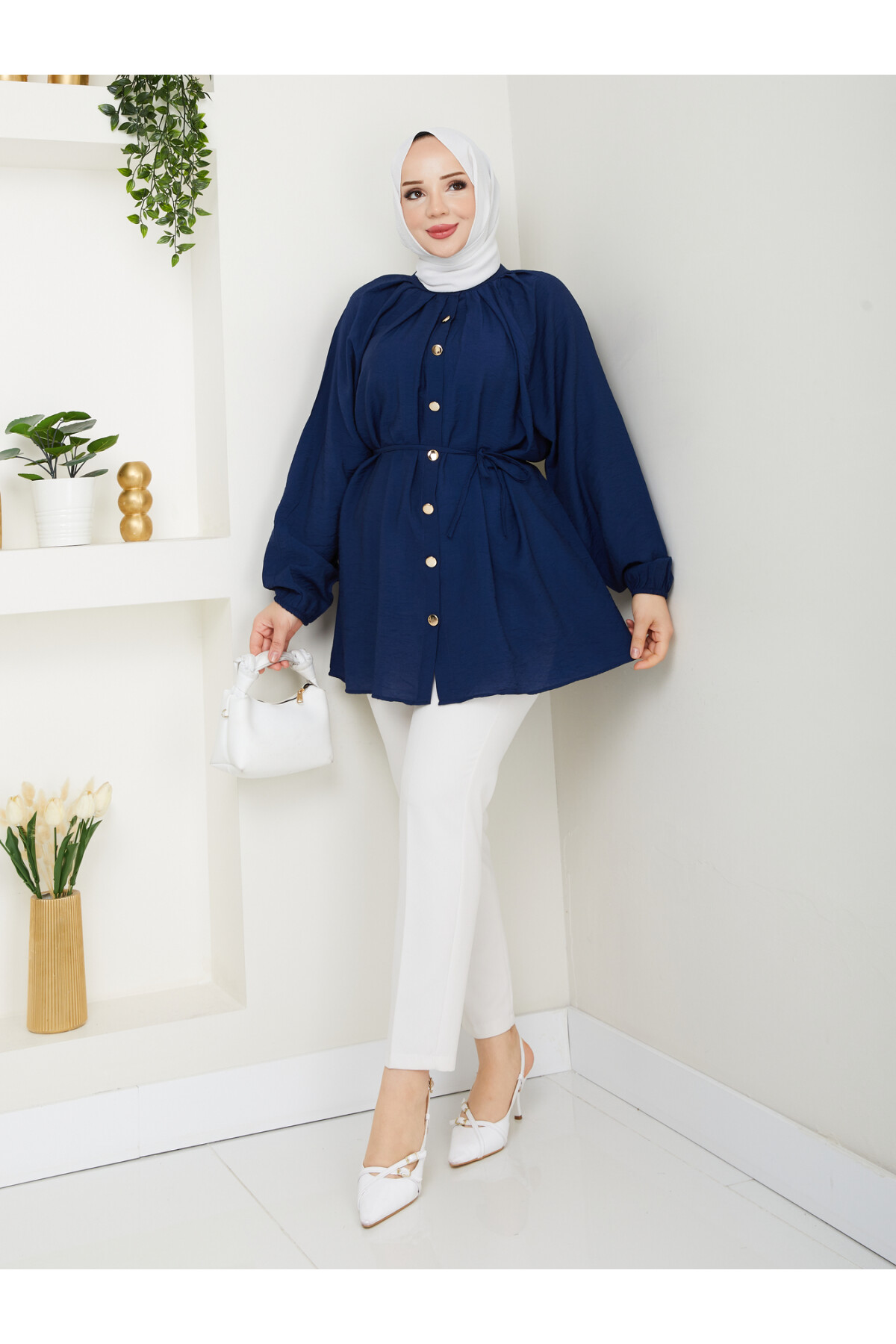 BALON KOL GOLD DÜĞME GÖMLEK-LACİVERT