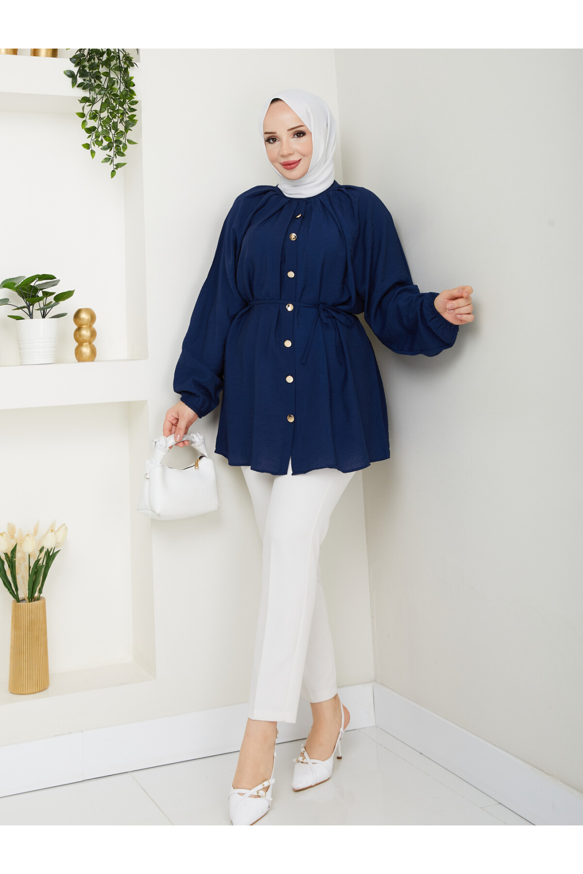 BALON KOL GOLD DÜĞME GÖMLEK-LACİVERT