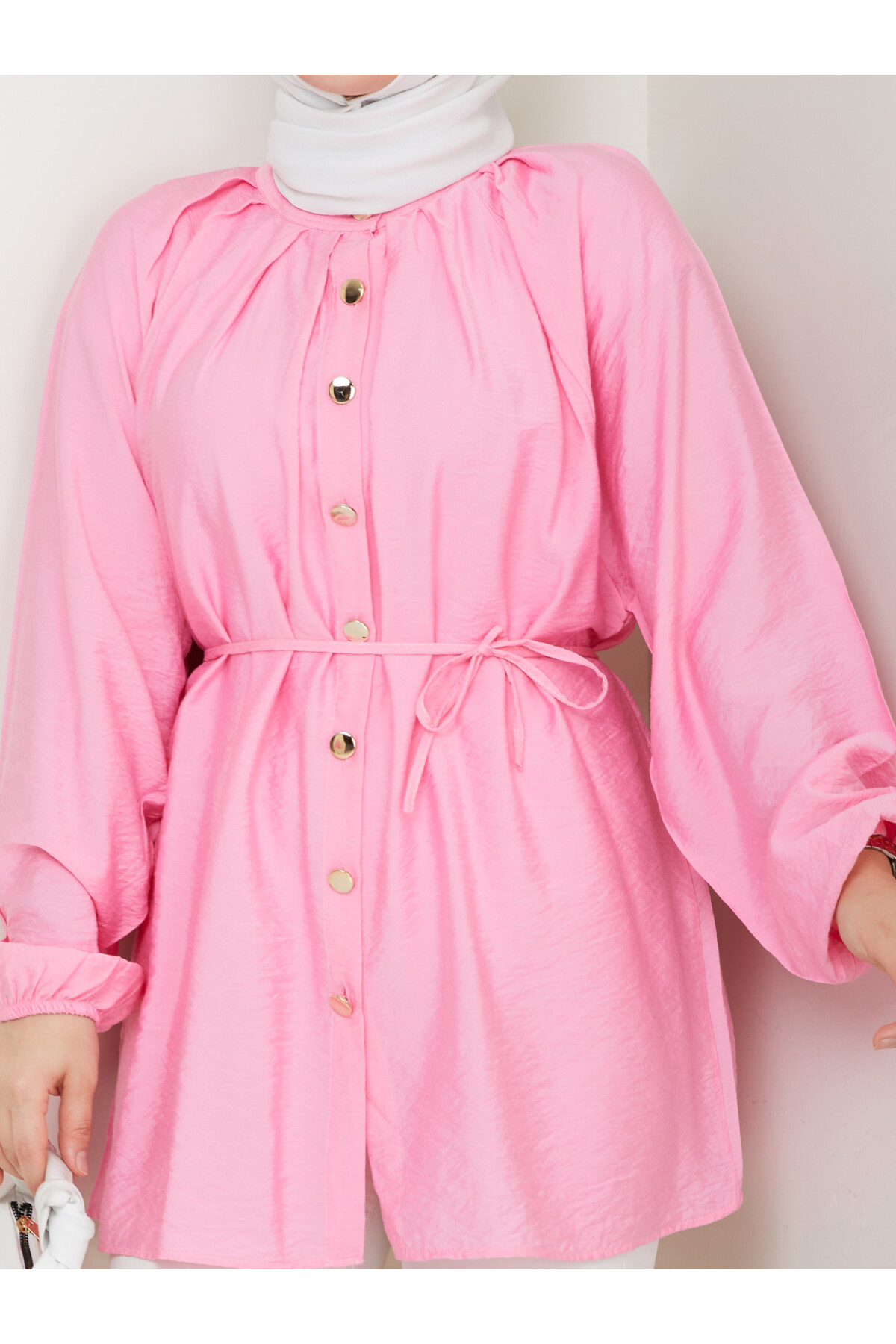 BALON KOL GOLD DÜĞME GÖMLEK-PEMBE