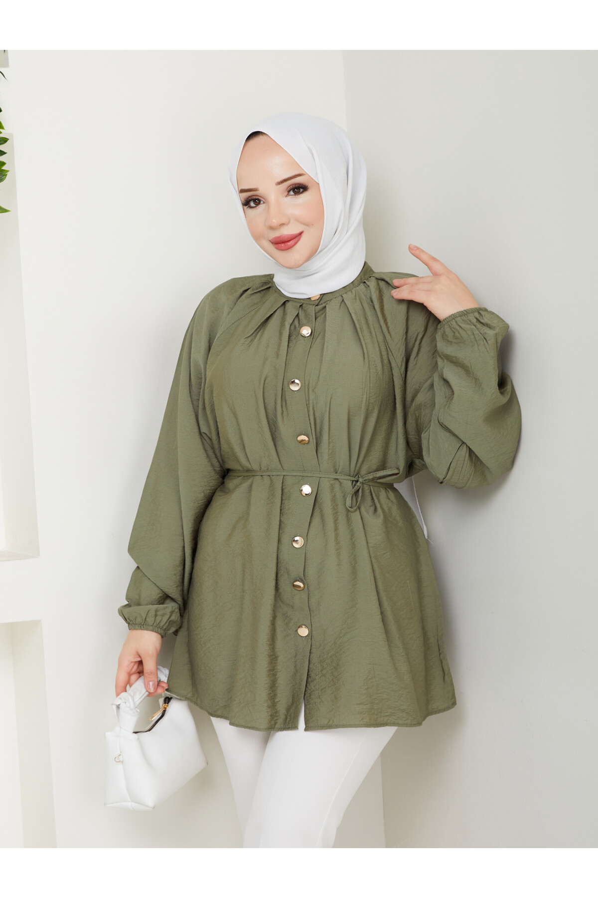 BALON KOL GOLD DÜĞME GÖMLEK-YEŞİL