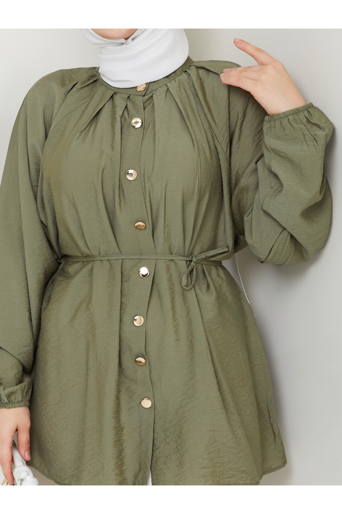 BALON KOL GOLD DÜĞME GÖMLEK-YEŞİL