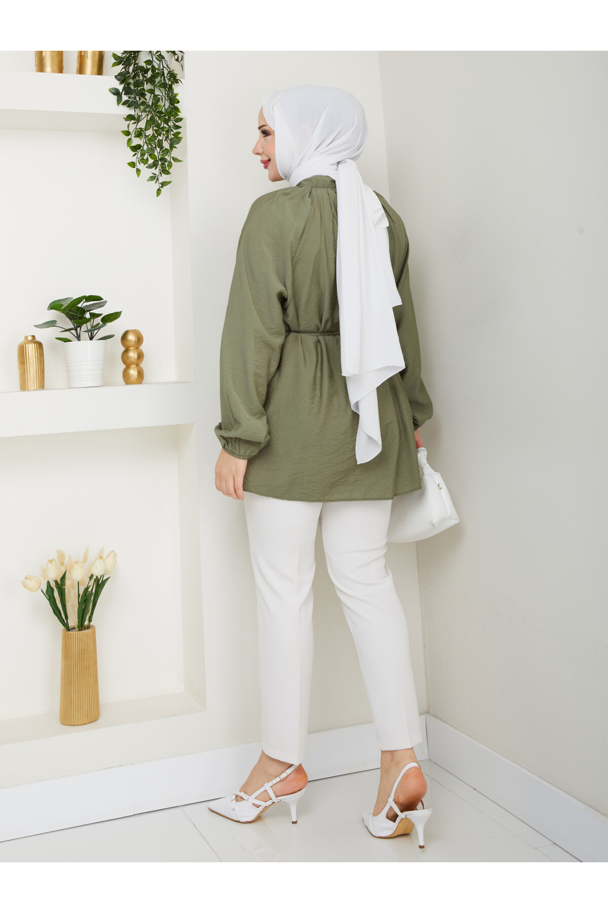 BALON KOL GOLD DÜĞME GÖMLEK-YEŞİL