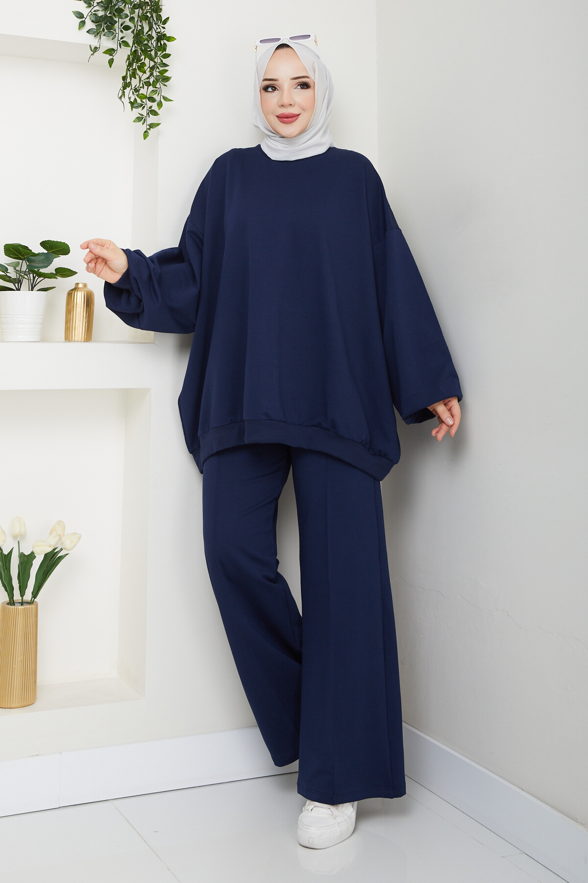 BALON KOL SWEAT TAKIM-LACİVERT