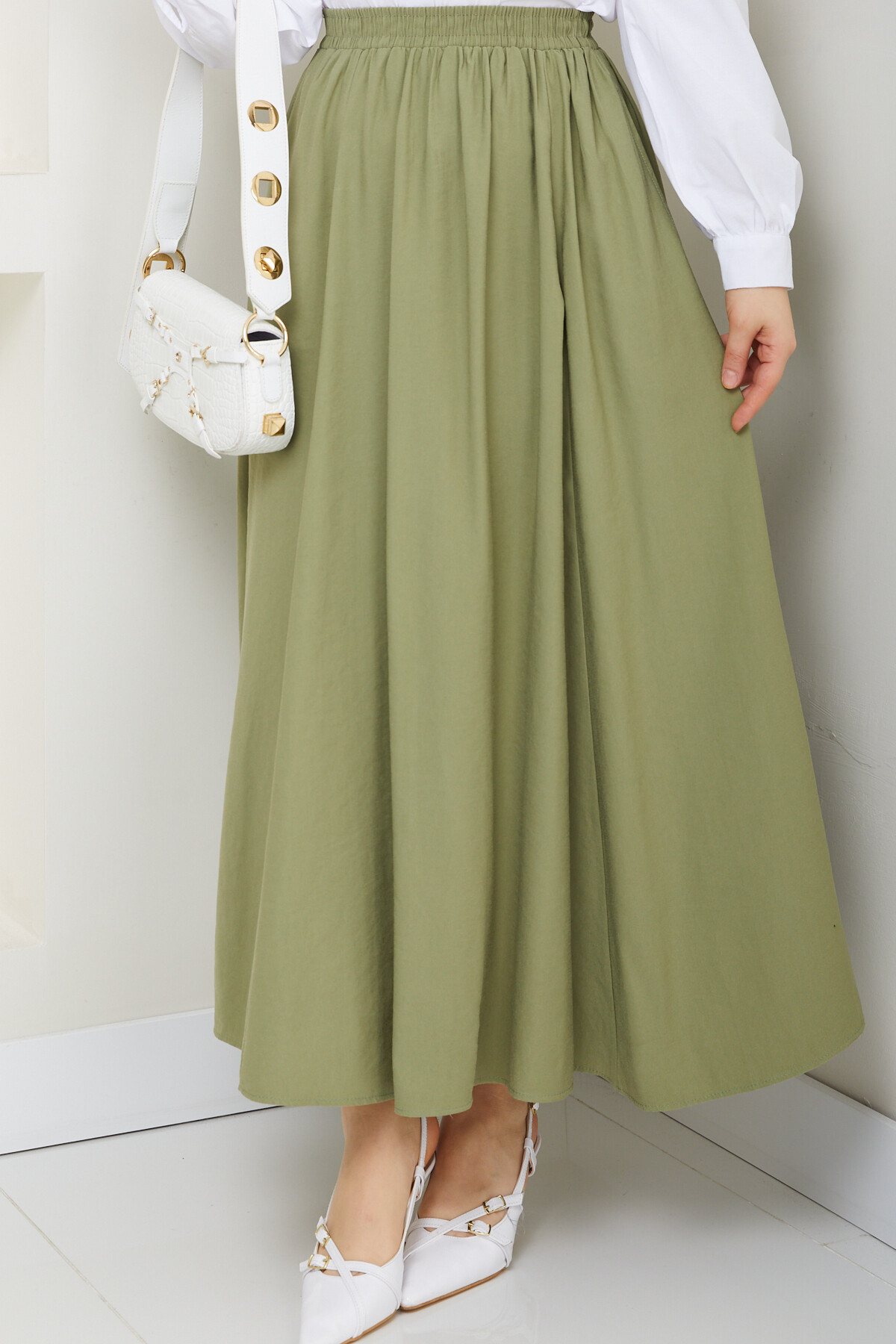 BEBE YAKA GÖMLEK ETEKLİ KOMBİN-BEYAZ