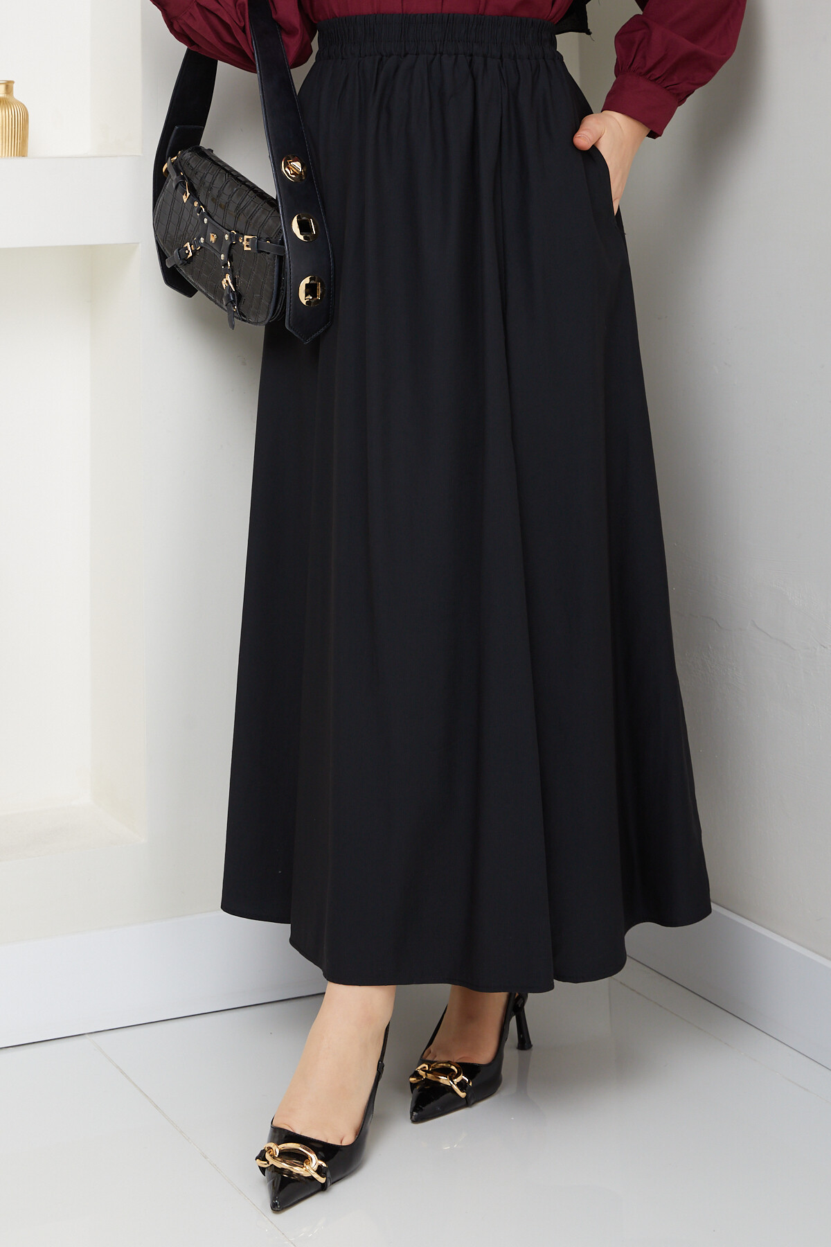 BEBE YAKA GÖMLEK ETEKLİ KOMBİN-BORDO