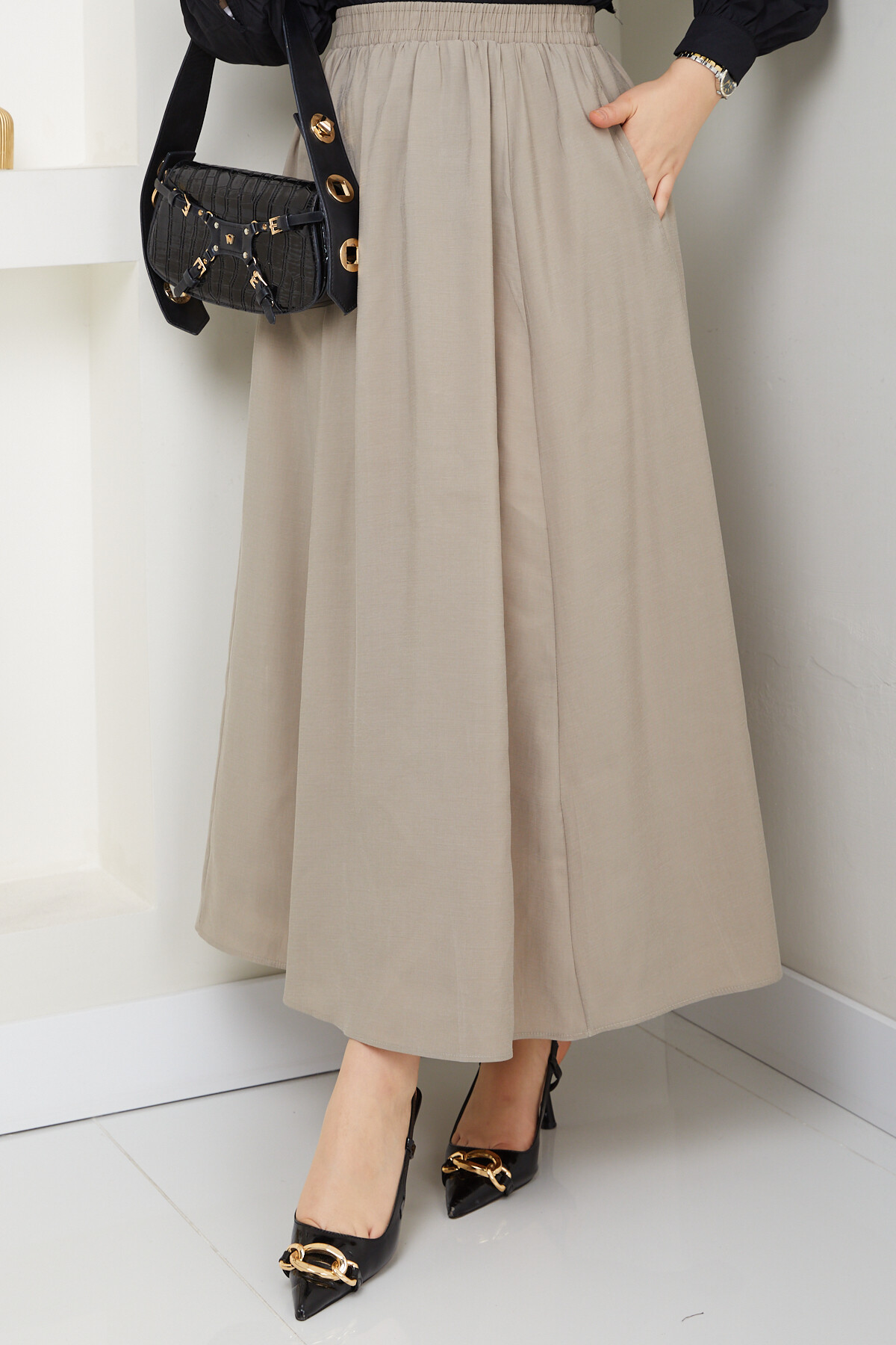 BEBE YAKA GÖMLEK ETEKLİ KOMBİN-SİYAH