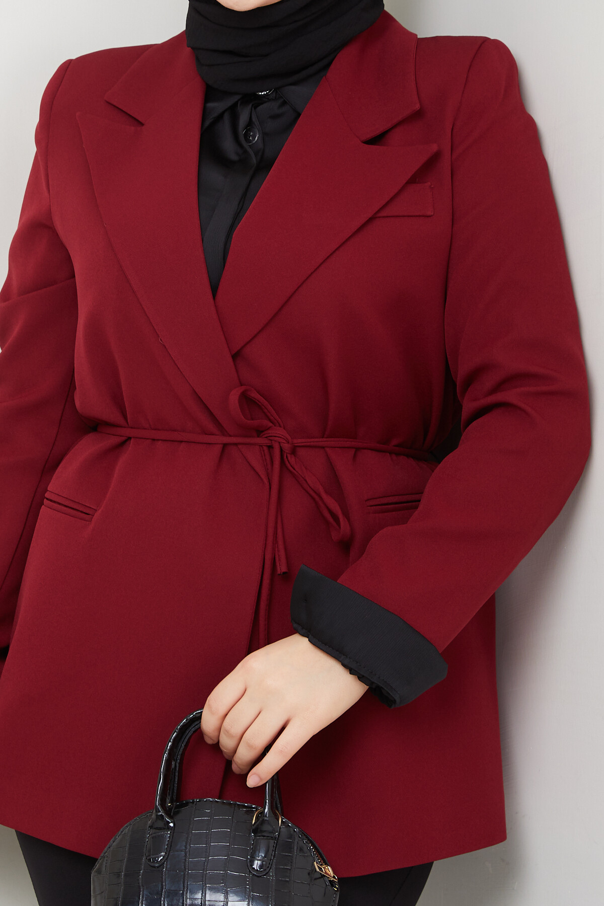 BEL BAĞCIK BLAZER CEKET - BORDO