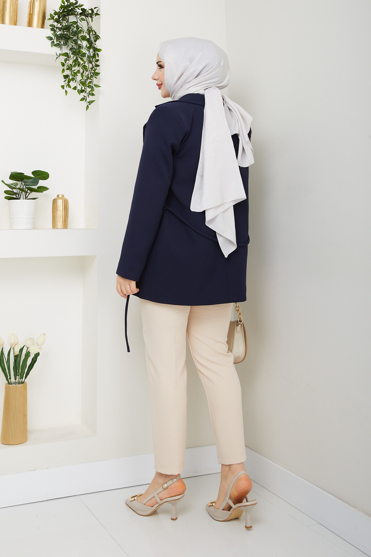 BEL BAĞCIK BLAZER CEKET - LACİVERT