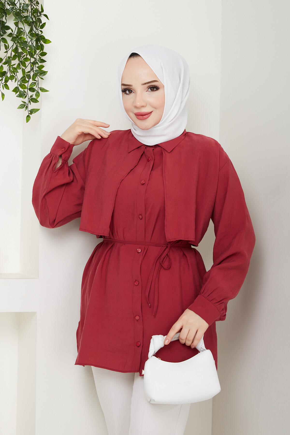 BOLEROLU GÖMLEK-BORDO