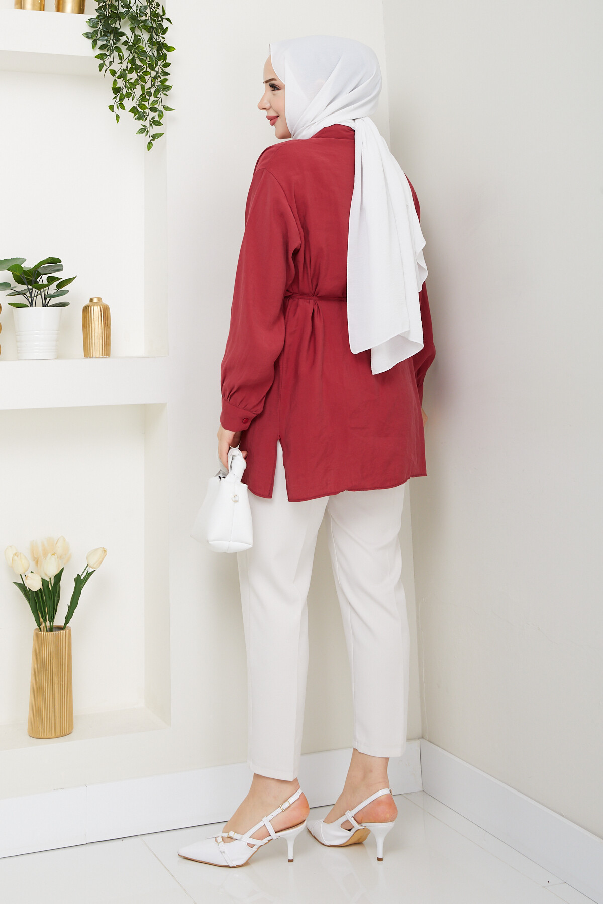 BOLEROLU GÖMLEK-BORDO