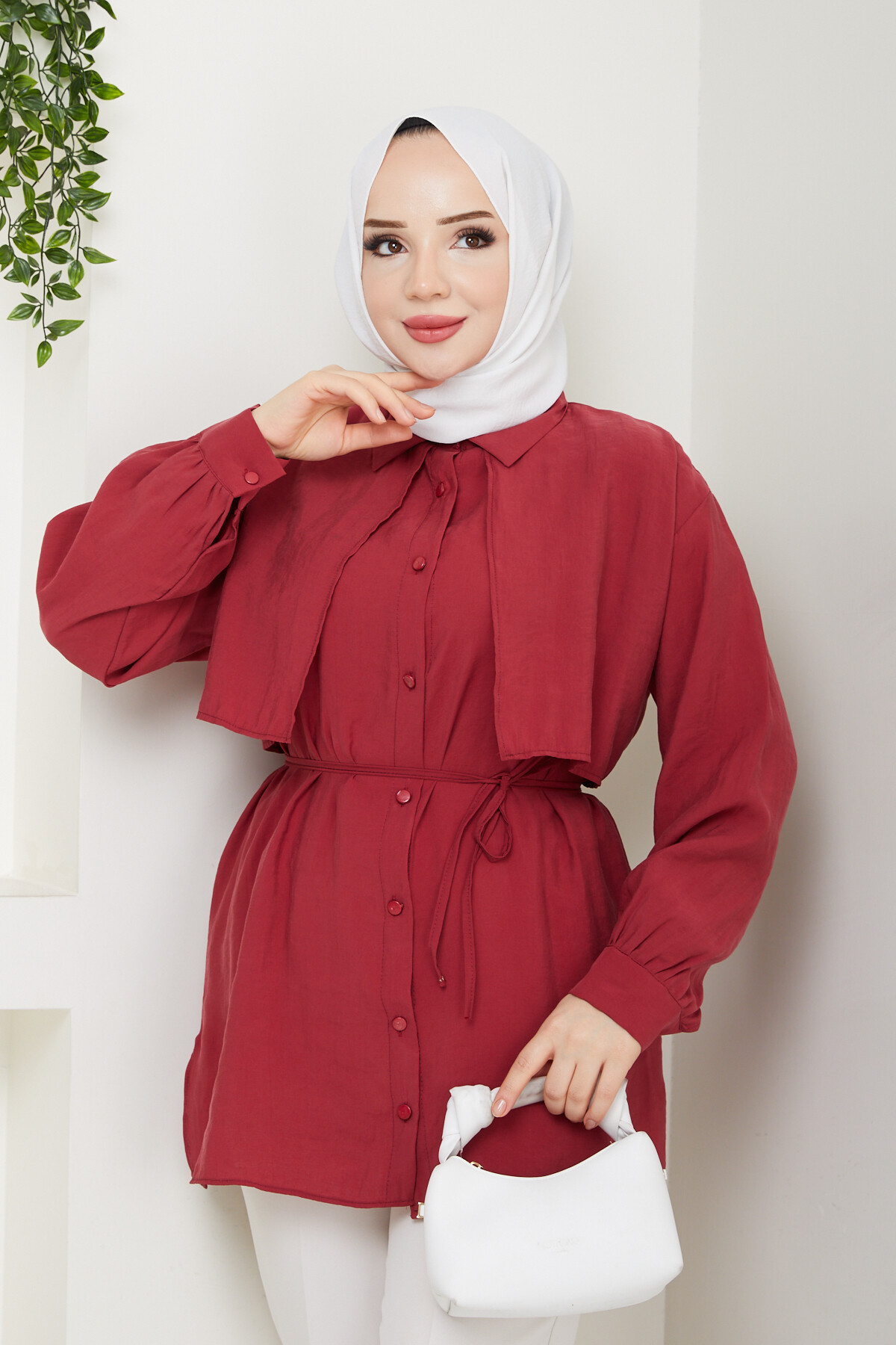 BOLEROLU GÖMLEK-BORDO