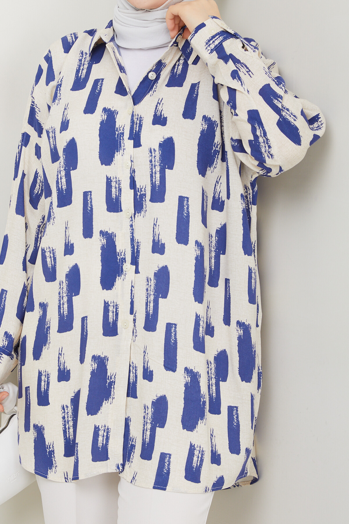 BOYA DESEN GÖMLEK-MAVİ