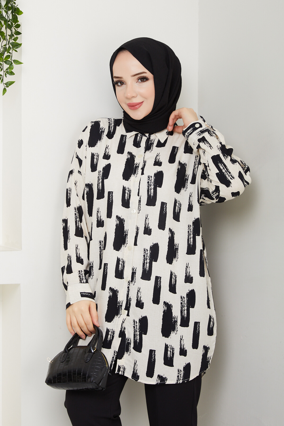 BOYA DESEN GÖMLEK-SİYAH