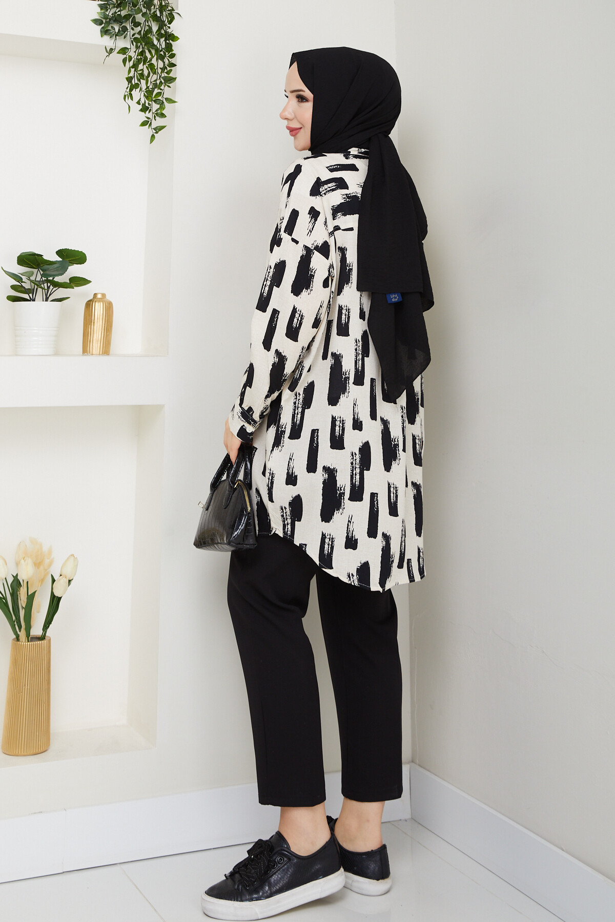 BOYA DESEN GÖMLEK-SİYAH