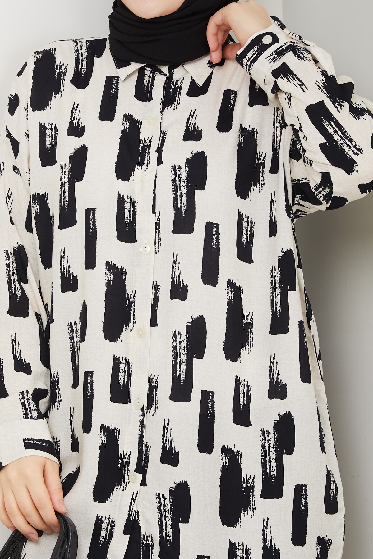 BOYA DESEN GÖMLEK-SİYAH