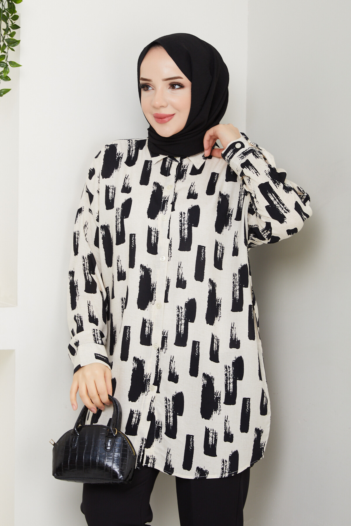 BOYA DESEN GÖMLEK-SİYAH