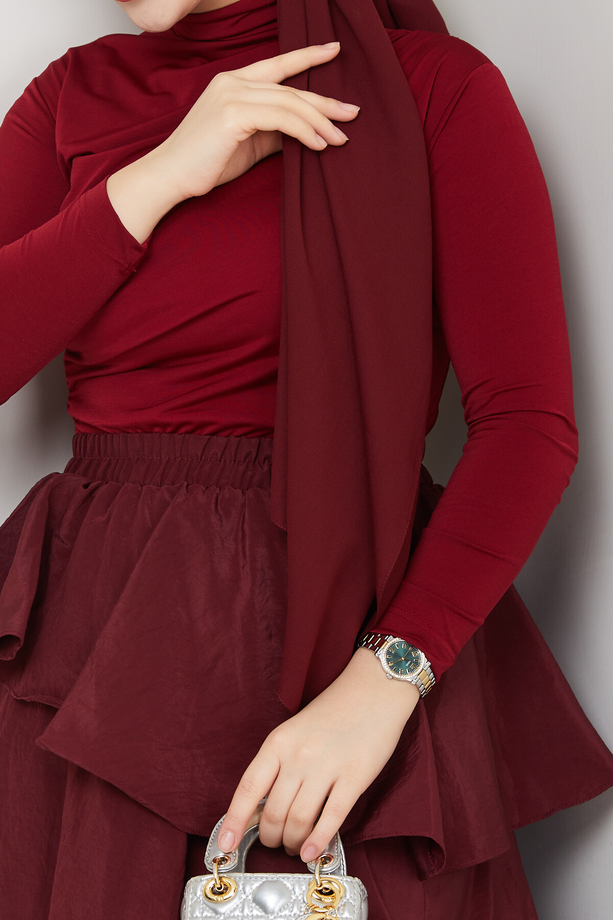 BÜZGÜLÜ BLUZ-BORDO