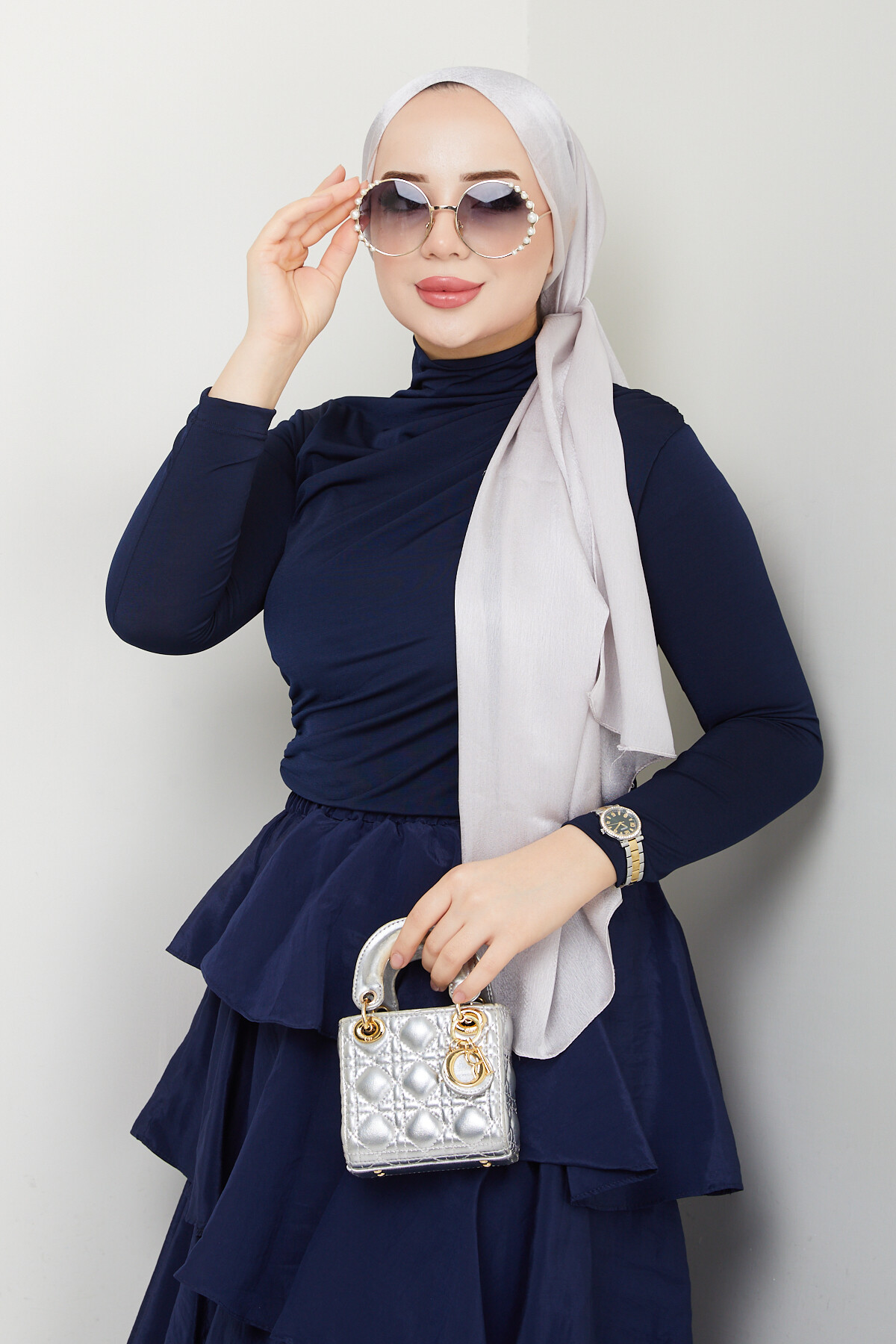 BÜZGÜLÜ BLUZ-LACİVERT