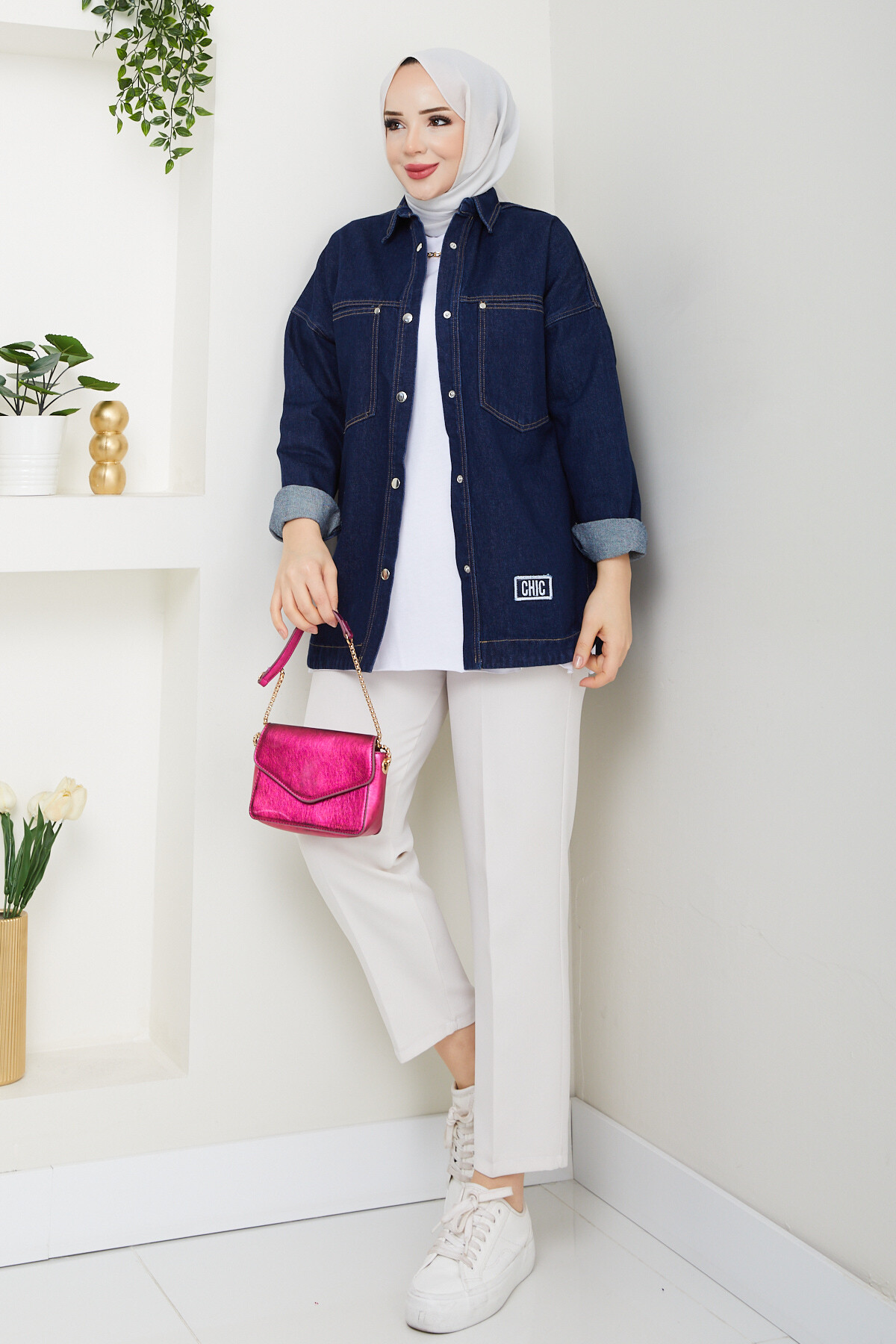 CHIC GABARDİN CEKET - LACİVERT