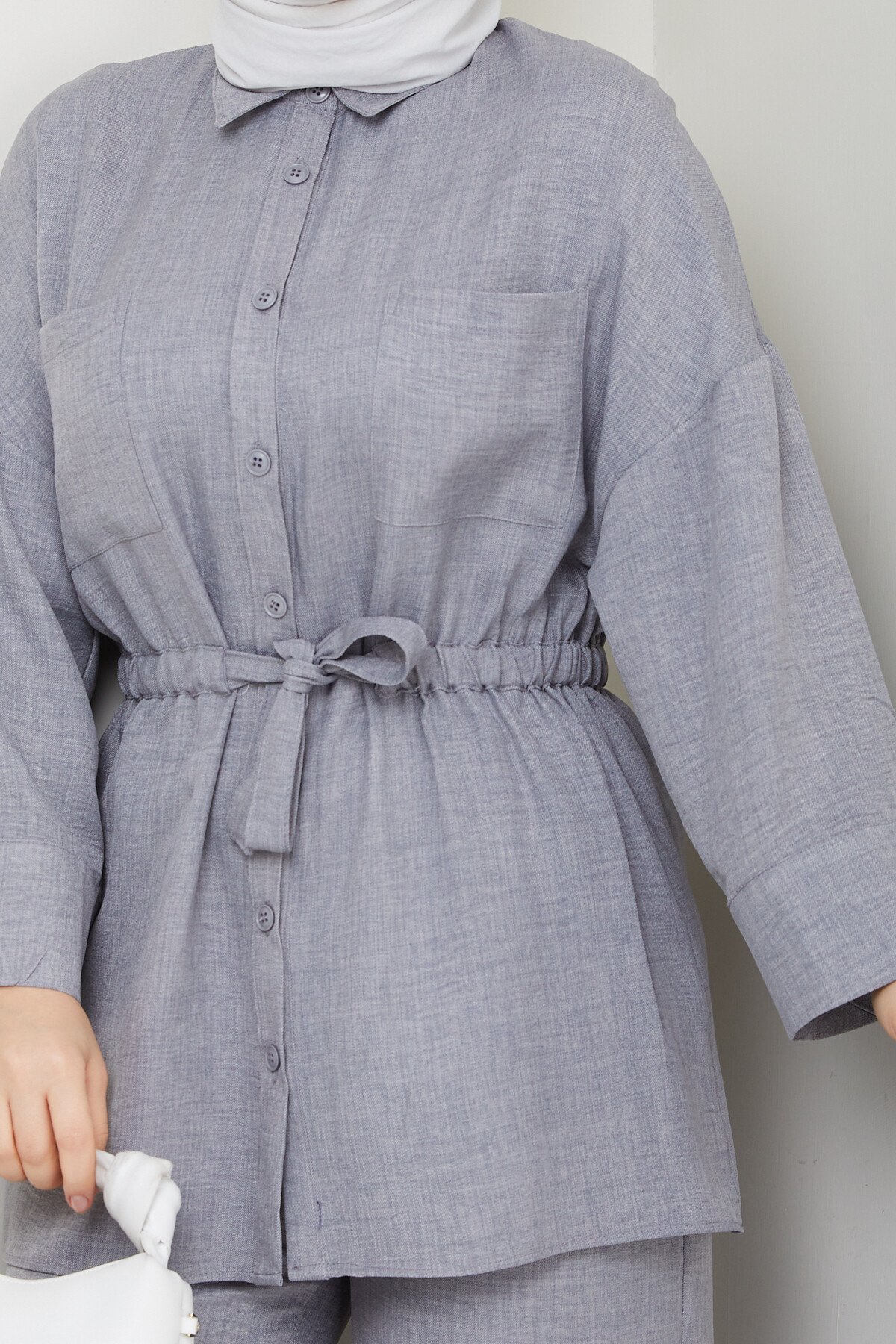 ÇİFT CEP BEL BÜZGÜLÜ TAKIM-GRİ