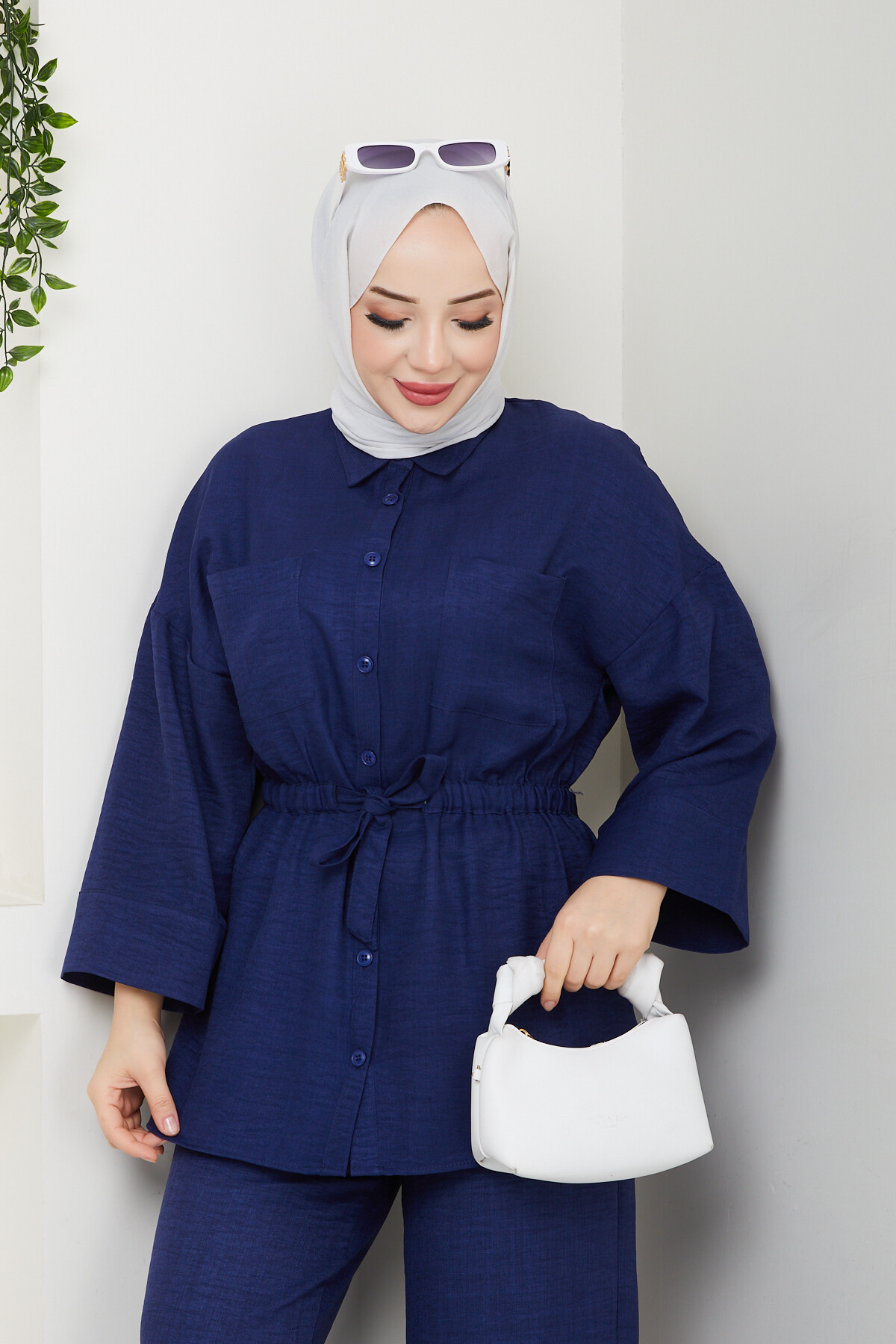 ÇİFT CEP BEL BÜZGÜLÜ TAKIM-LACİVERT