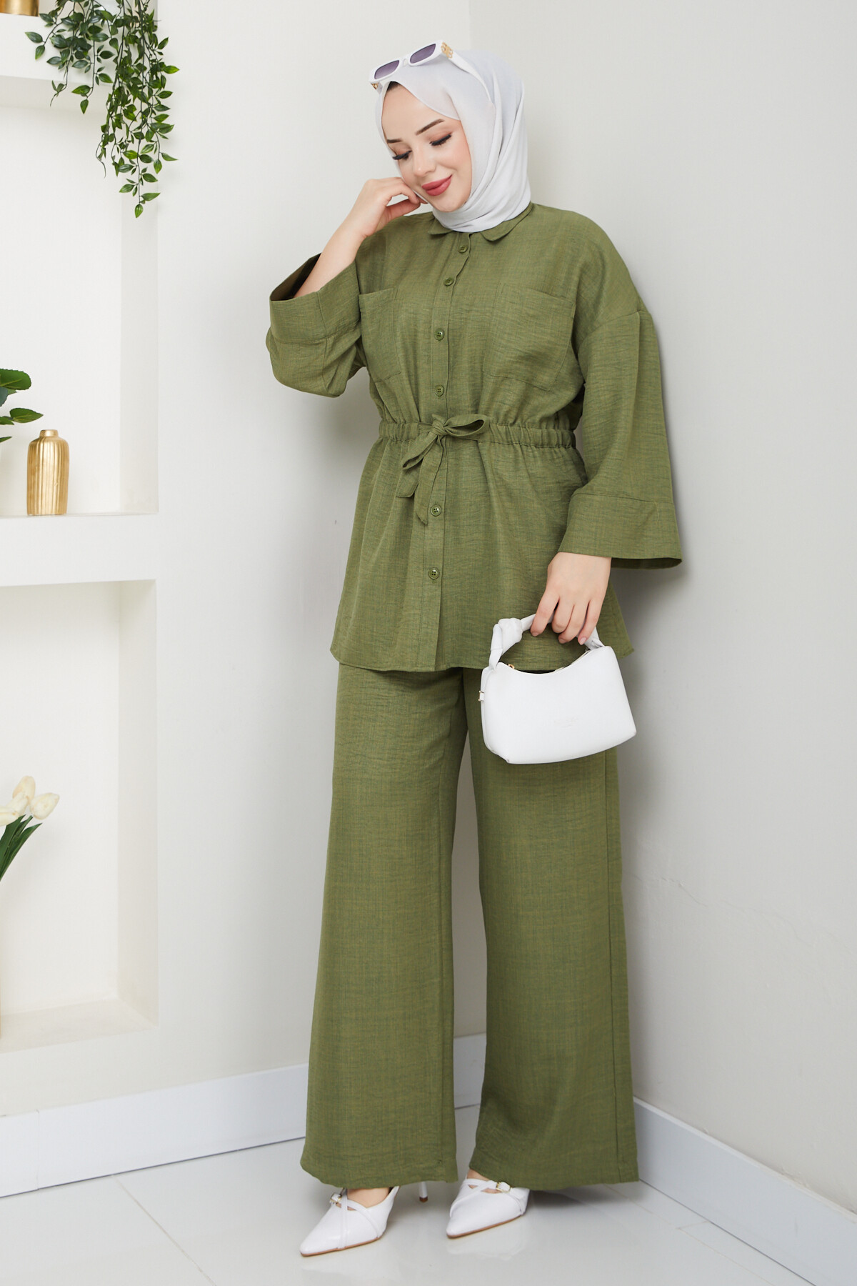 ÇİFT CEP BEL BÜZGÜLÜ TAKIM-YEŞİL