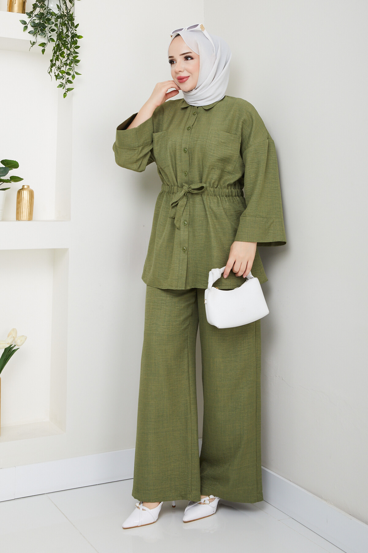 ÇİFT CEP BEL BÜZGÜLÜ TAKIM-YEŞİL