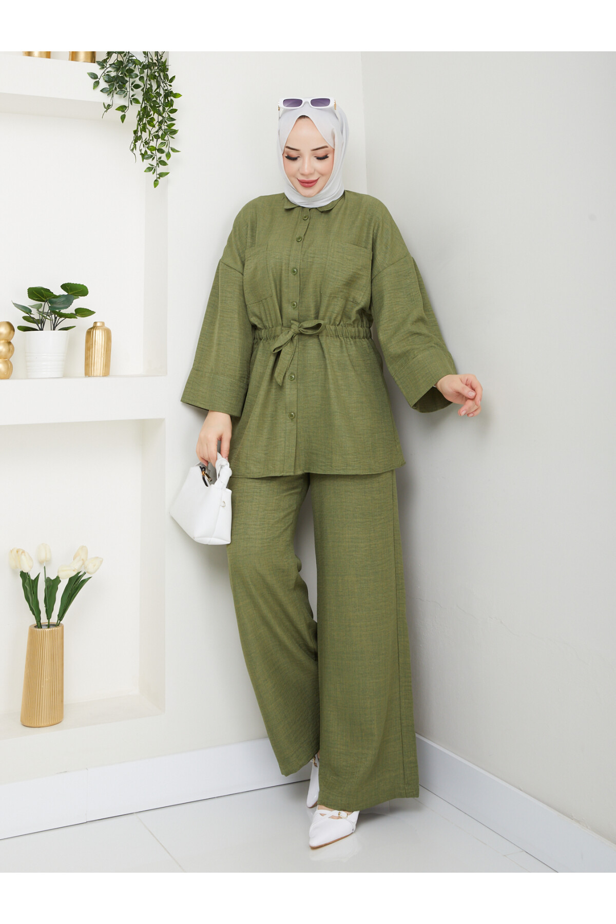 ÇİFT CEP BEL BÜZGÜLÜ TAKIM-YEŞİL